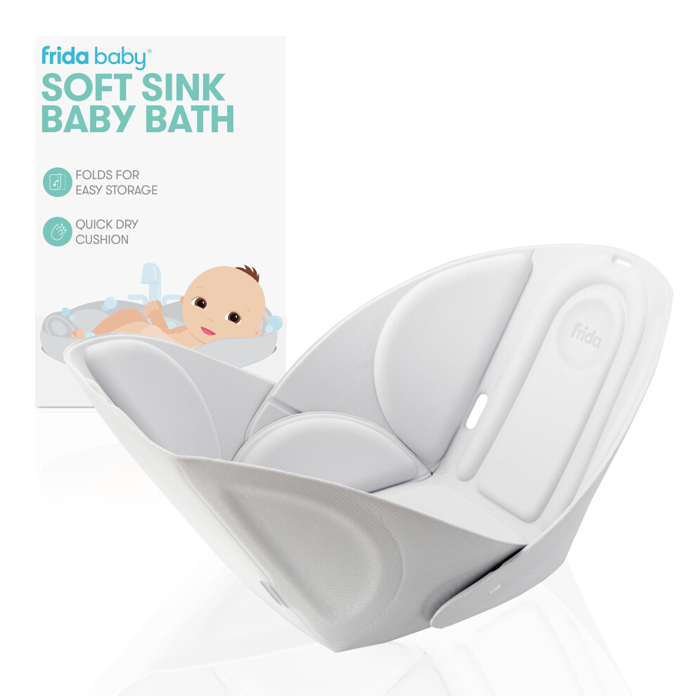 Soft Sink Baby Bath Seat: Sink Bather For Baby, Easy To Clean Baby Bathtub + Bath Cushion That Supports Baby's Head Frida Baby