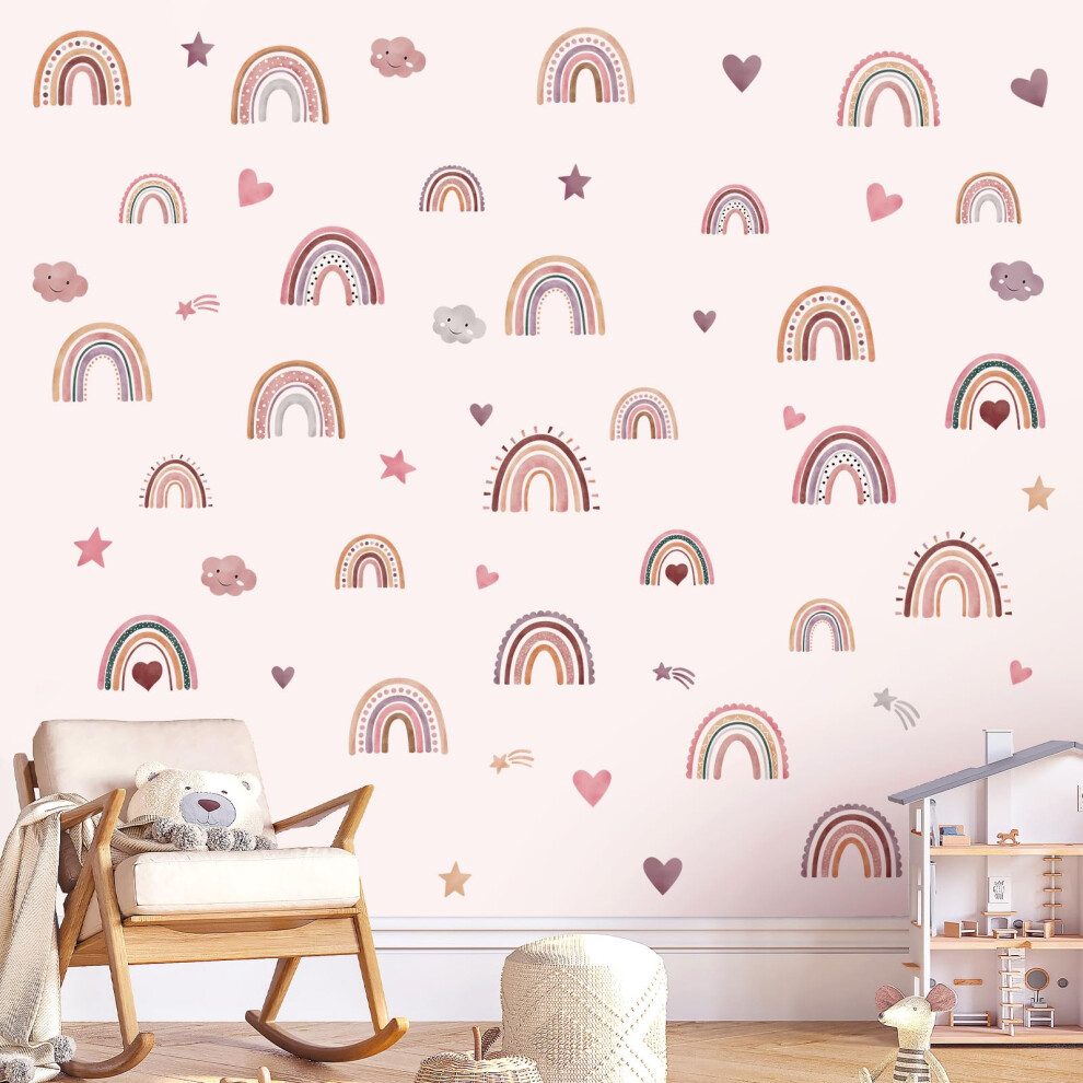 Boho Rainbow Wall Decals Watercolor Rainbow Polka Wall Stickers Baby Nursery Girls Room Bedroom Wall Decor Decalmile