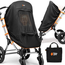 Baby Uma Pram Sun Shade - UPF 50+ Pram Shade, Sun Shade for Pram, Breathable Blackout Mesh Pram Parasol, Parasol for Pram with Zip-up Window, 6+