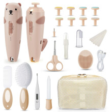 Lilian&Gema Baby Nail File Electric, 2-in-1 Baby Nail Clippers and Grooming Kit, Electric Baby Nail File & Trimmer with LED Light for Newborns,
