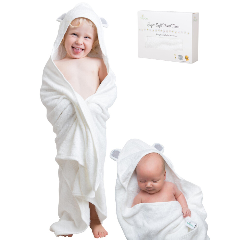 Luxury Hooded Towels For Kids Extra Large 90X90cm, Newborn Baby Bath Towel Or Older Kids Poncho Towel, Thick Soft Absorbent Bamboo, Gift Daisygro