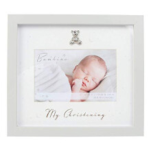 Juliana Bambino Unisex Grey Wood My Christening Photo Frame, 6'' x 4'' Keepsake Gift Landscape Picture