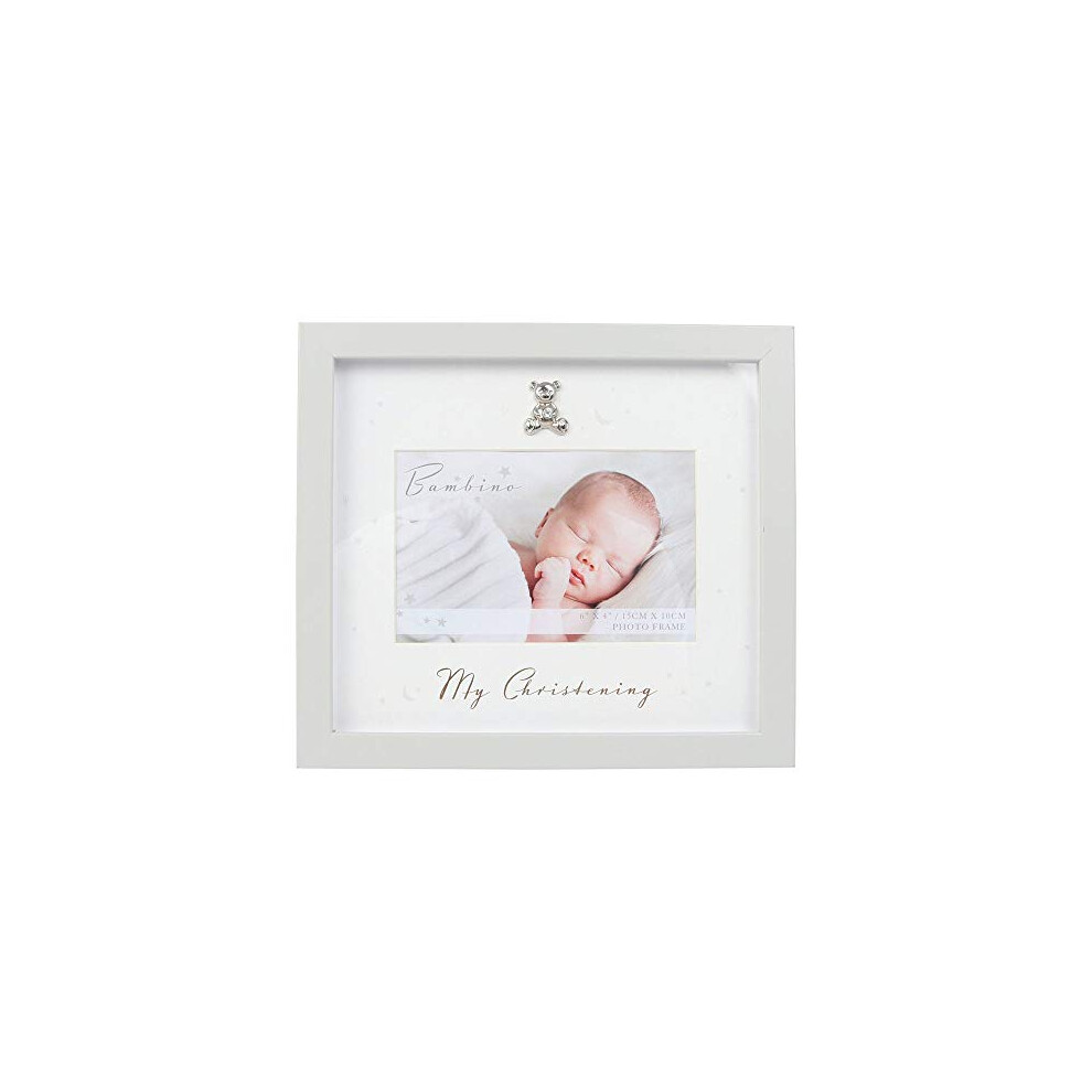 Bambino Unisex Wood My Christening Photo Frame, 6'' X 4'' Keepsake Gift Landscape Picture Grey Juliana