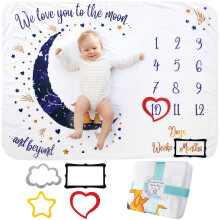 Baby Monthly Milestone Blanket Girl Or Boy, Unisex | Month Blanket Baby for Pictures | Personalized Shower Gifts New Moms | Track Growth & Age | Soft,