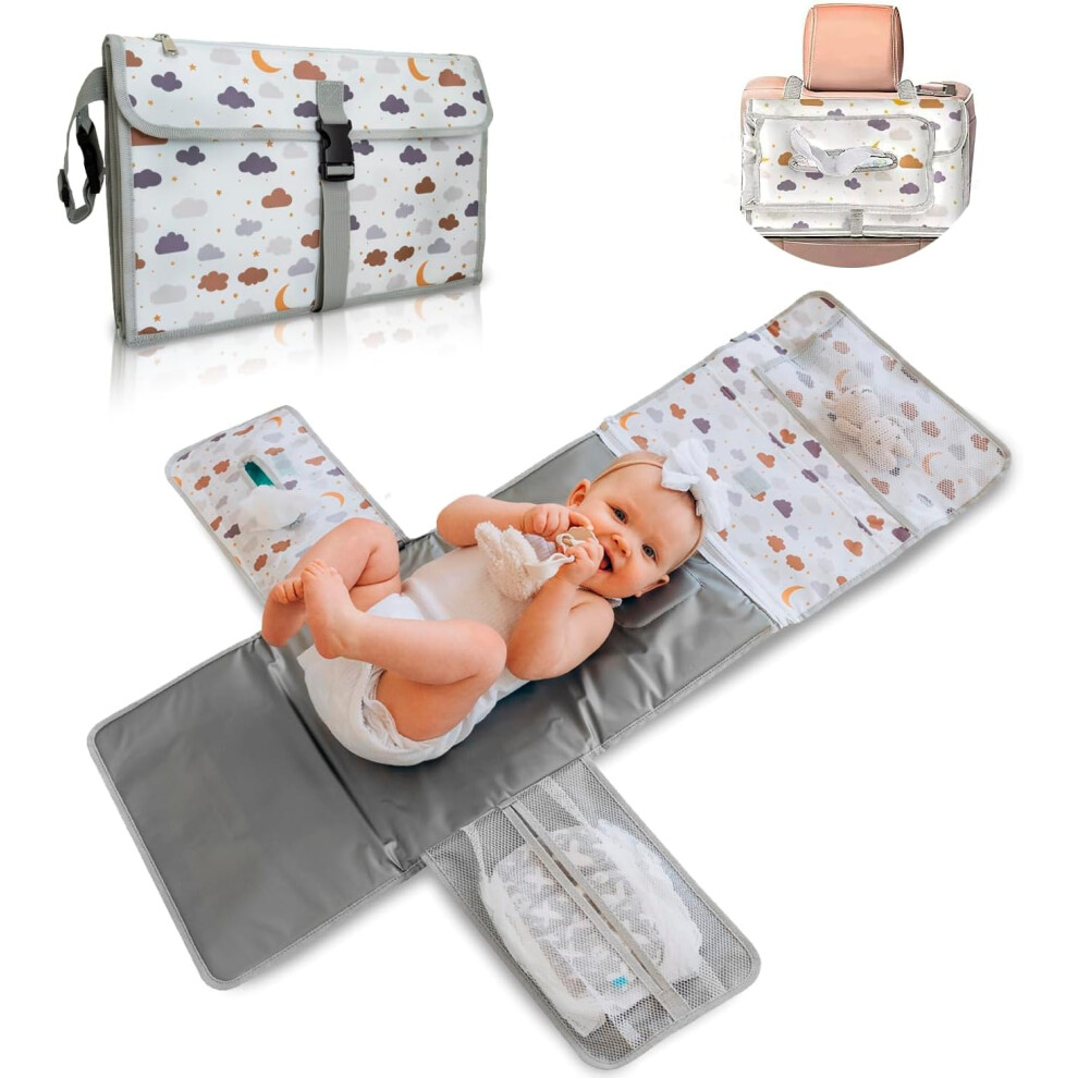 Tends Portable Baby Changing Pad Xl-Waterproof Folding Changing Pad Ideal As Gift For Newborn-The Diaper Changing Pad Is A Detachable Bag With 6 Pockets As