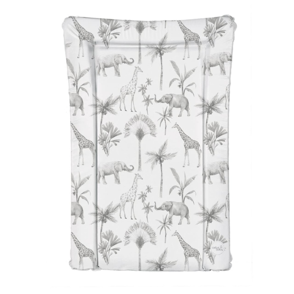 Auneos Ceba Deluxe Unisex Baby Waterproof Changing Mat With Raised Edges Monochrome Safari Animals,White,125863