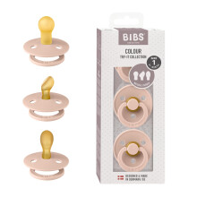 BIBS Try-it Colour 3 Pack Blush - DREI Schnullermodelle (Colour, Colour mit symmetrischem Sauger und Colour mit anatomischem Sauger) Latex