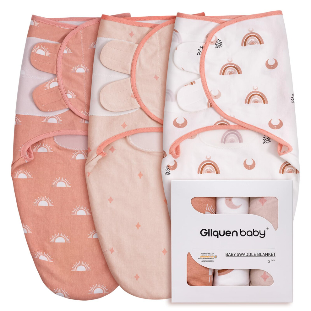 Gllquen Baby Baby Swaddle Wraps For 0-3 Months Newborn,Oeko-Tex100,100% Breathable Organic Cotton Fabric Swadding Blankets,3 Pack (Coffee)