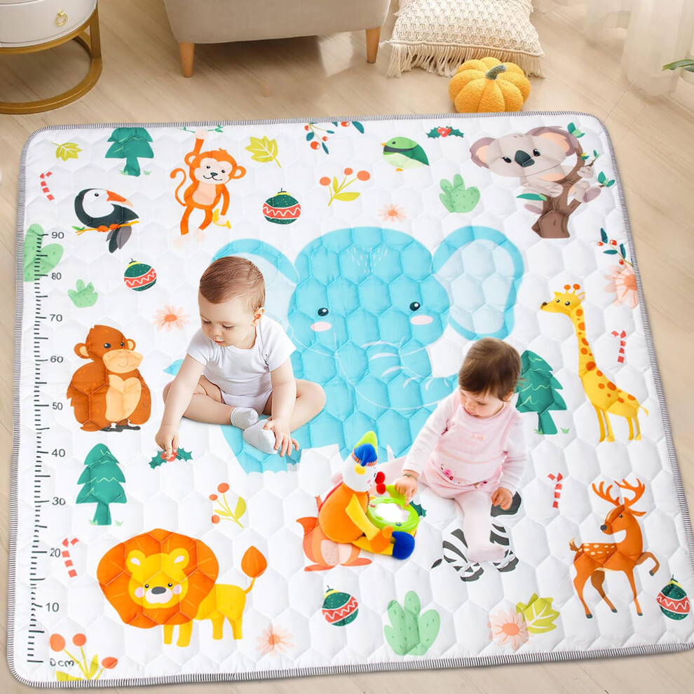Baby Play Mat, Foldable Kids Playmat, Cotton Baby Play Mats For Floor, 127X127cm Soft Baby Crawling Mat Pollution-Free, Non-Slip Baby Funsland