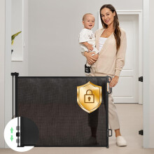 Retractable Baby Gate, Momcozy Mesh Baby Gate or Mesh Dog Gate, 33" Tall,Extends up to 55" Wide, Child Safety Gate for Doorways, Stairs, Hallways,