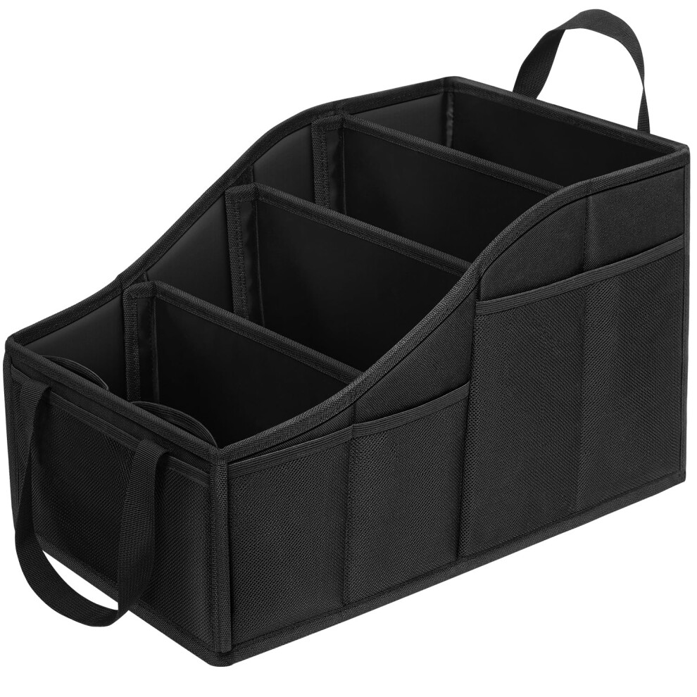 Yohoolyo Car Seat Organiser Car Organiser Back Seat For Kids With 4 Compartments, 4 Cup Holders And 7 Mash Pockets, Collapsible Car Boot Organiser