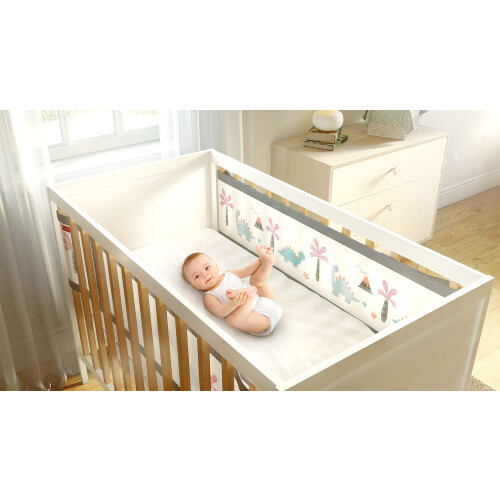 AiRoya Brethable Mesh Cot Bumper for 2-Sided Cot and Cotbed with Solid Ends