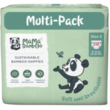 Mama Bamboo - Sustainable Bamboo Nappies - Soft Breathable Bamboo Viscose - Super Absorbent Core - with Leak Free Elasticated Panels - Size 3 (6-11kg)