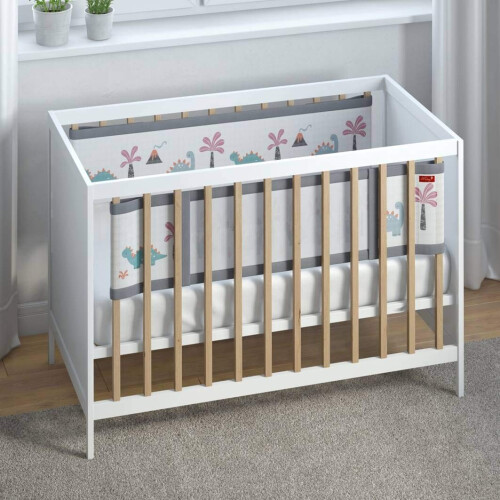 AiRoya Brethable Mesh Cot Bumper for 2-Sided Cot and Cotbed with Solid Ends 1
