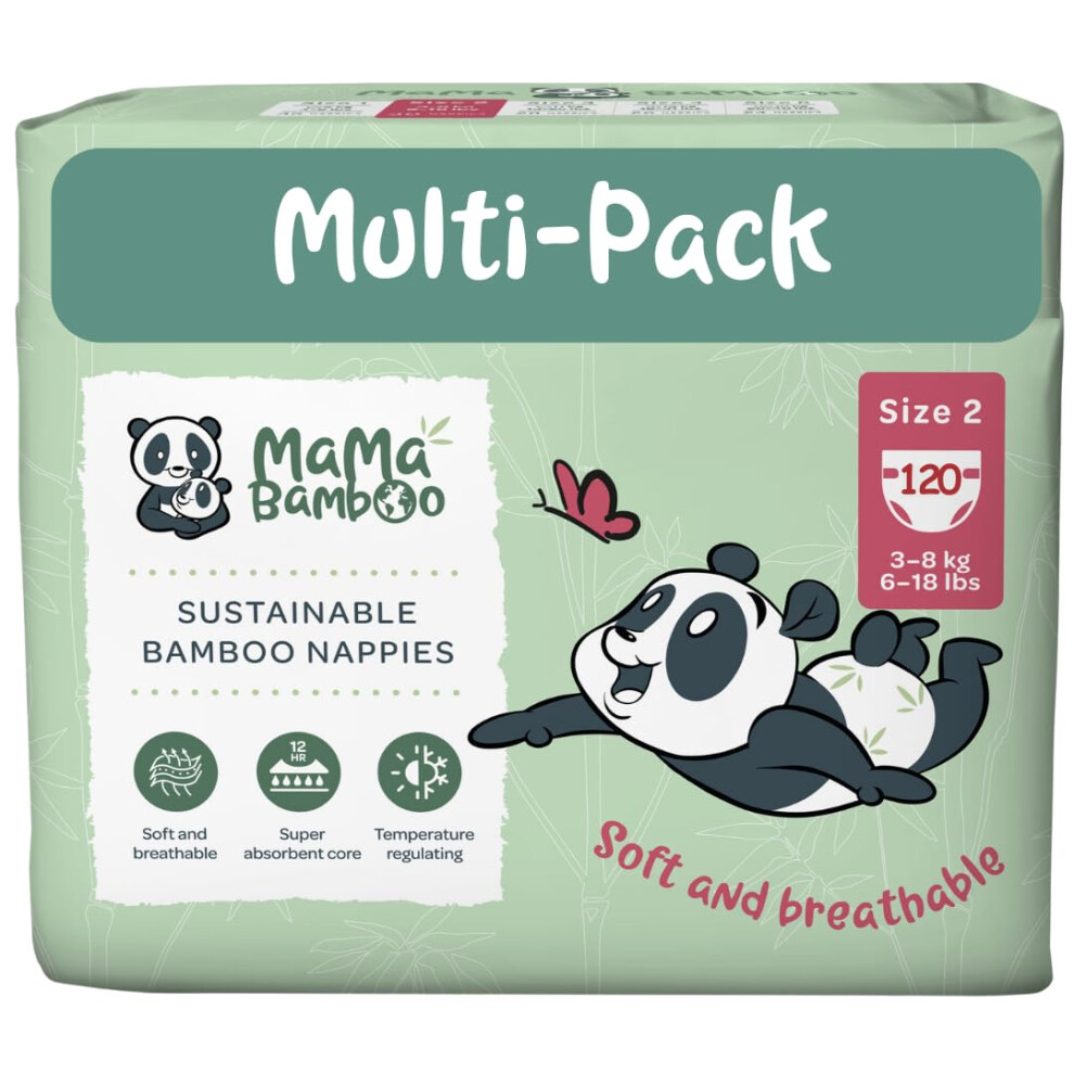 Mama Bamboo Soft, Breathable, Sustainable Bamboo Nappies (Size 2 x 120 Nappies)-image-OPC-PJ5MCZ2-NEW