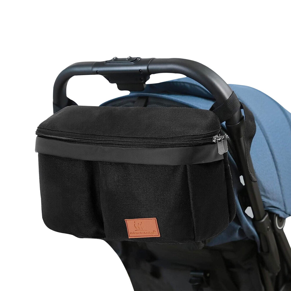 Pram Buggy Organiser Bag Stroller Storage Unctional With Cup Holders Large Capacity Multifunktional Universal For Pushchair Buggy (Black(Small)) Black Miracle Baby