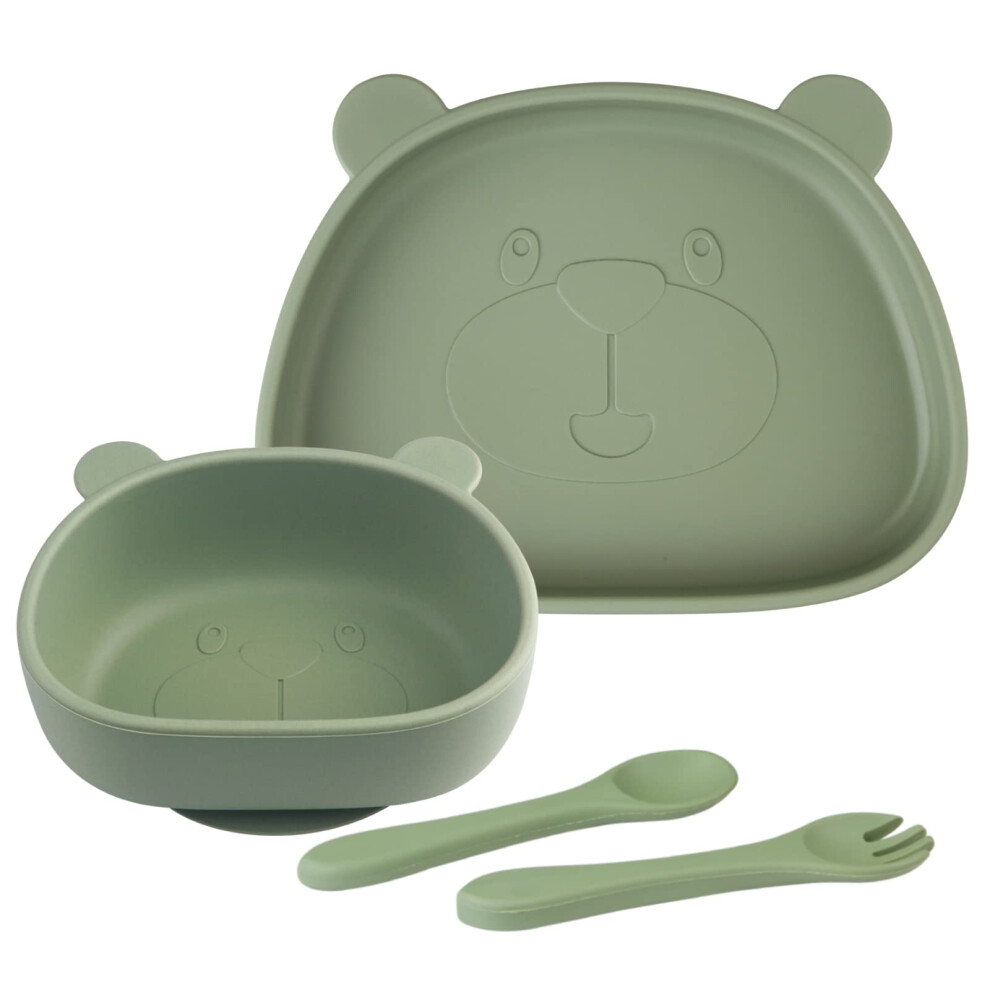 Suction Baby Plate And Bowl Set With Fork Spoon, Silicone Baby Led Weaning Supplies For Toddler Self Feeding, Bpa Free Dishwasher And Microwave Safe Nohlerlife