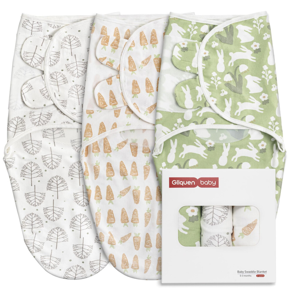 Gllquen Baby Baby Swaddle Wraps For 0-3 Months Newborn,Oeko-Tex100,100% Breathable Organic Cotton Fabric Swadding Blankets,3 Pack (Coffee)