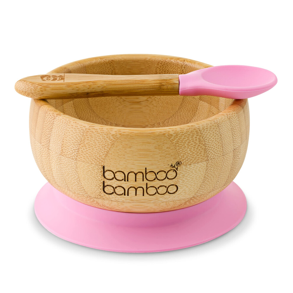 Baby Bowl And Spoon Set, Baby Bowls For Weaning, Baby Suction Bowl With Silicone Suction Ring, Toddler Bowls With Baby Spoon, Weaning Bamboo Bamboo