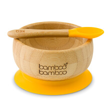 bamboo bamboo Baby Bowl and Spoon Set, Baby Bowls for Weaning, Baby Suction Bowl with Silicone Suction Ring, Toddler Bowls with Baby Spoon, Weaning
