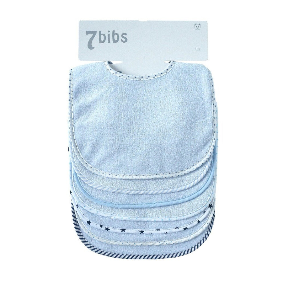 Shinningstar Baby Boys Girls Double Layer Of Cotton Bandana Drool Soft Absorbent Drooling Bibs (7 Pieces) (Blue)