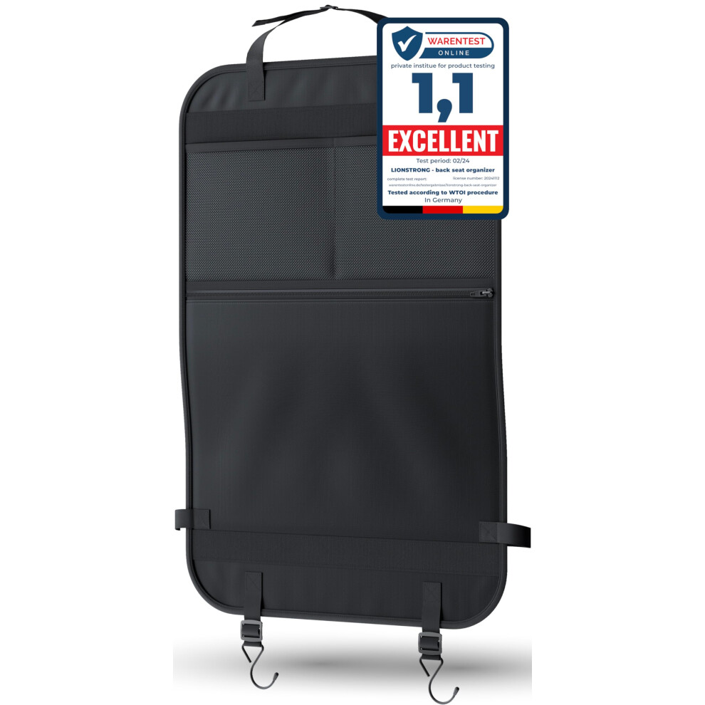 Lionstrong Kick Mats - Back Seat Car Organiser - Waterproof And Stain Resistant Seat Protectors (Black) Black 8000000596192
