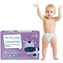 Mum & You Eco Friendly Baby Nappies, Size 3 nappies (4-9 KG), 42 Count, Dermatologically Tested nappy with 12-Hr Leak Protection with Wetness