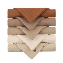 Aloonii 5 Pack Luxury Muslin Squares | Cute Small Baby Burp Cloths (Brown)