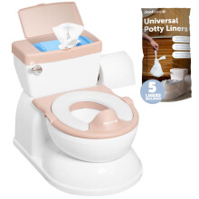 Real Feel Potty with Wipes Storage, Transition Seat & Disposable Liners - Realistic Toilet - Easy to Clean & Assemble - Jool Baby (Pink)