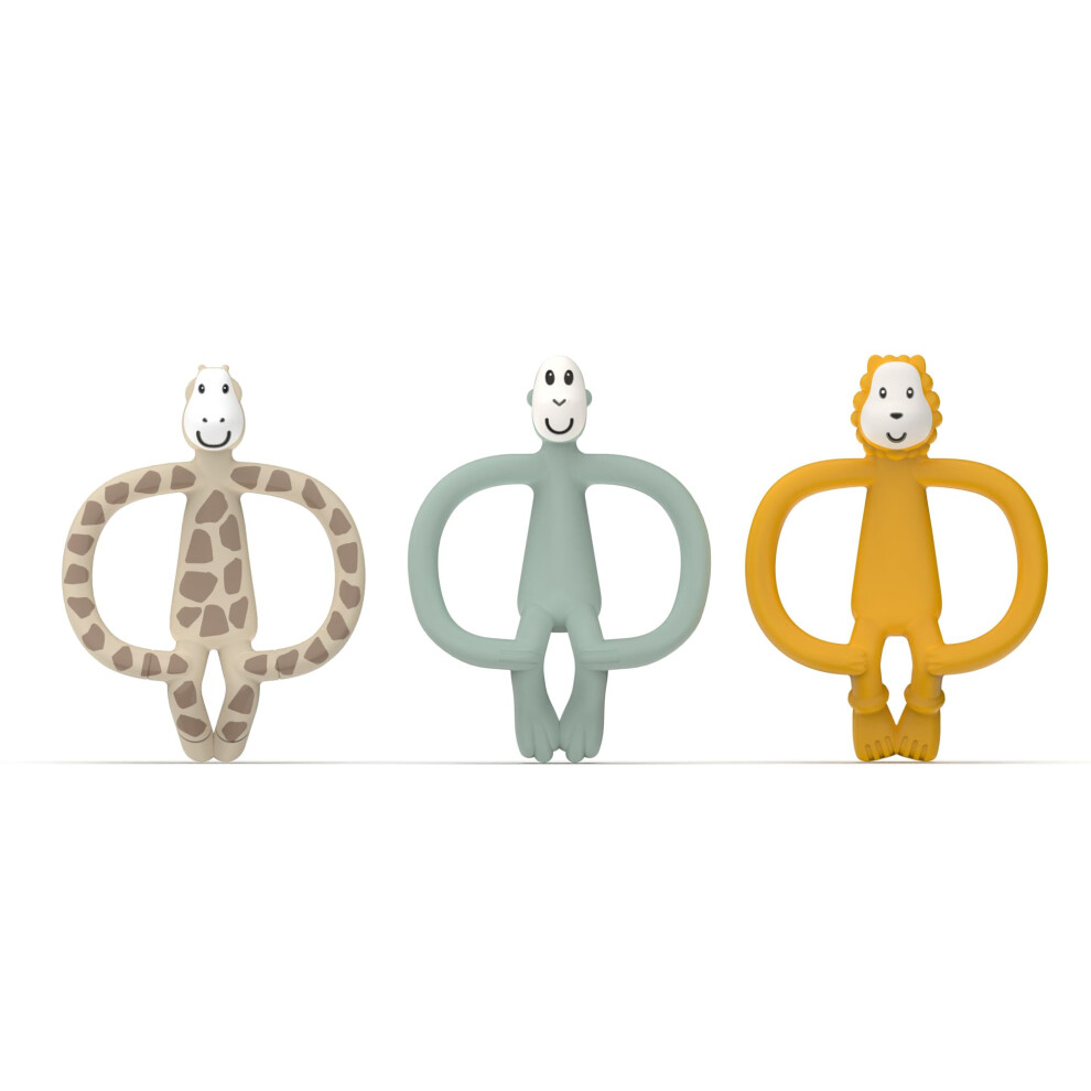 , Antimicrobial Animal Teether Gift Set - 3 Pack, Animal Designs, Ludo Lion, Gigi Giraffe & Monkey Matchstick Monkey