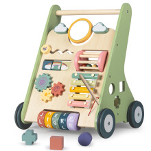 Bautia Wooden Baby Walker for 1 2 Year Old Boys Girls Push Along Toy, 10 in 1 Colorful Learning Activity Center for Toddlers 12 Month Gift with