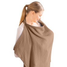 Aolso Breastfeeding Cover Nursing Cover, Muslin Cotton Soft Breathable Nursing Cover, Adjustable Strap Breast Feeding Coverall for Car Seat Blanket