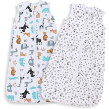Lictin Baby Sleeping Bag 0.5 Tog-100% Cotton 2 PCS Baby Wearable Blanket Sleeping Sack with Adjustable Length 85-105cm for 18 to 36 Months Toddler