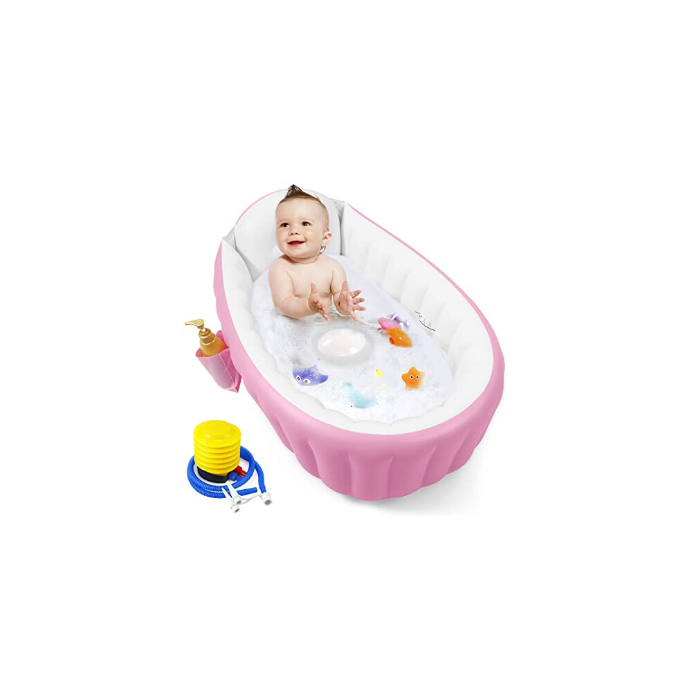 Inflatable Baby Bath Tub, Portable Toddler Bath Tub, Infant Baby Bathtub With Air Pump, Foldable Non-Slip Travel Baby Bath Mini Air Swimming Pandaear
