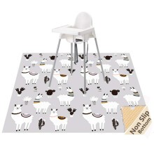 WOMUMON 51" Washable Weaning Mat Waterproof Anti-slip Floor Protector High Chair/Arts/Crafts, Spill Mat for Pet (Alpaca)