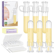Nuliie Colostrum Collector Kit 7ml/6pcs, Leakproof, Reusable Breast Milk Collector, Heat & Freezer Resistant, BPA-Free, With Cotton Cloth Wipe,