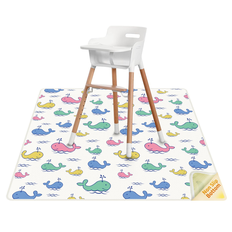 High Chair Splash Floor Mat, 51?Waterproof Washable Anti Slip Splash Mat With No Layering Design, Baby Mess Mat For Art/Crafts/Painting/Playtime, Qhydz