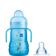 MAM Trainer+ Baby Cup | 1 Pack (1 x 220ml) | Suitable from 4+ Months for Independent Drinking | Comes with Free Fast Flow MAM Teat Size 3 | Spill-Free