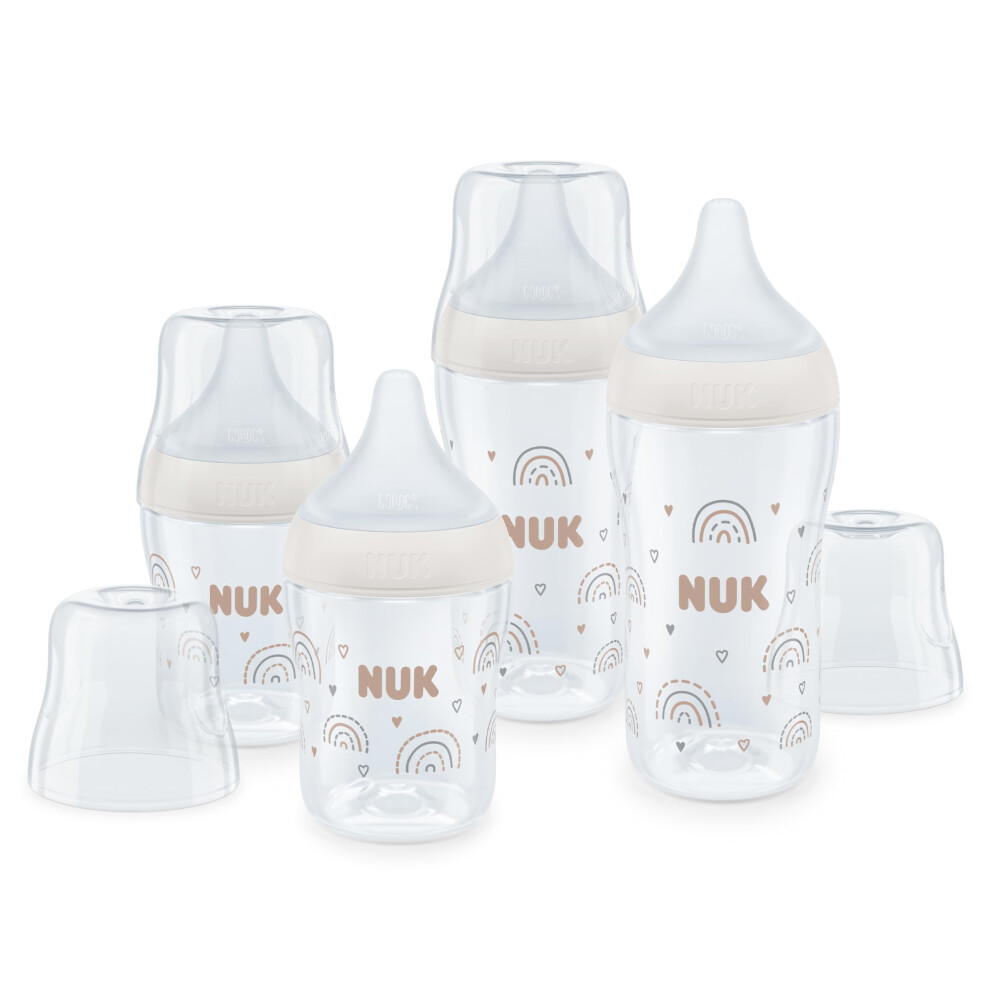 NUK Perfect Match Baby Bottles Set | 3+ Months | Adapts to Baby's Palate | Temperature Control | Anti Colic Vent | 150 ml & 260 ml | BPA-Free |