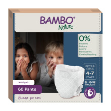 Bambo Dreamy Night Pants Nappies, (Children Aged 4-7, 15-35kg), 60PK Pull Up Pants, Eco Nappies, Keep Beds Dry All Night, Pull Ups Training, Secure,