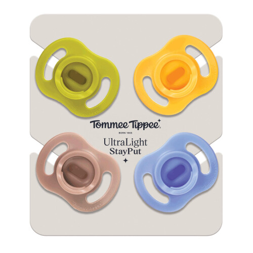 Tommee Tippee Tommee Tippee Ultra-light StayPut Dummy, One-Piece Silicone Design, 6-18m, 4 Pack 1