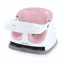 Ingenuity, Baby Base 2-in-1 Seat, Peony, Booster Chair, Dining and Feeding Seat for Toddlers, Easy to Clean with Removable and Self-Storing Tray, Ages