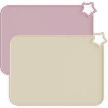 Moonkie Silicone Placemats for Baby & Kid, Stain Resistant Non-Slip Toddler Food Mats Eating Table Mat with 2 Packs(Pale Mauve/Shifting Sand),15.7 x