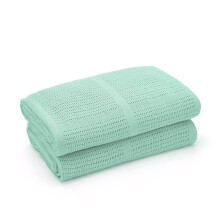 Bloomsbury Mill - Cellular Blankets Baby - Soft 100% Organic Cotton Blanket - Pack of 2 - Essentials For Newborn - Ideal for Cot Bed, Travel, Car