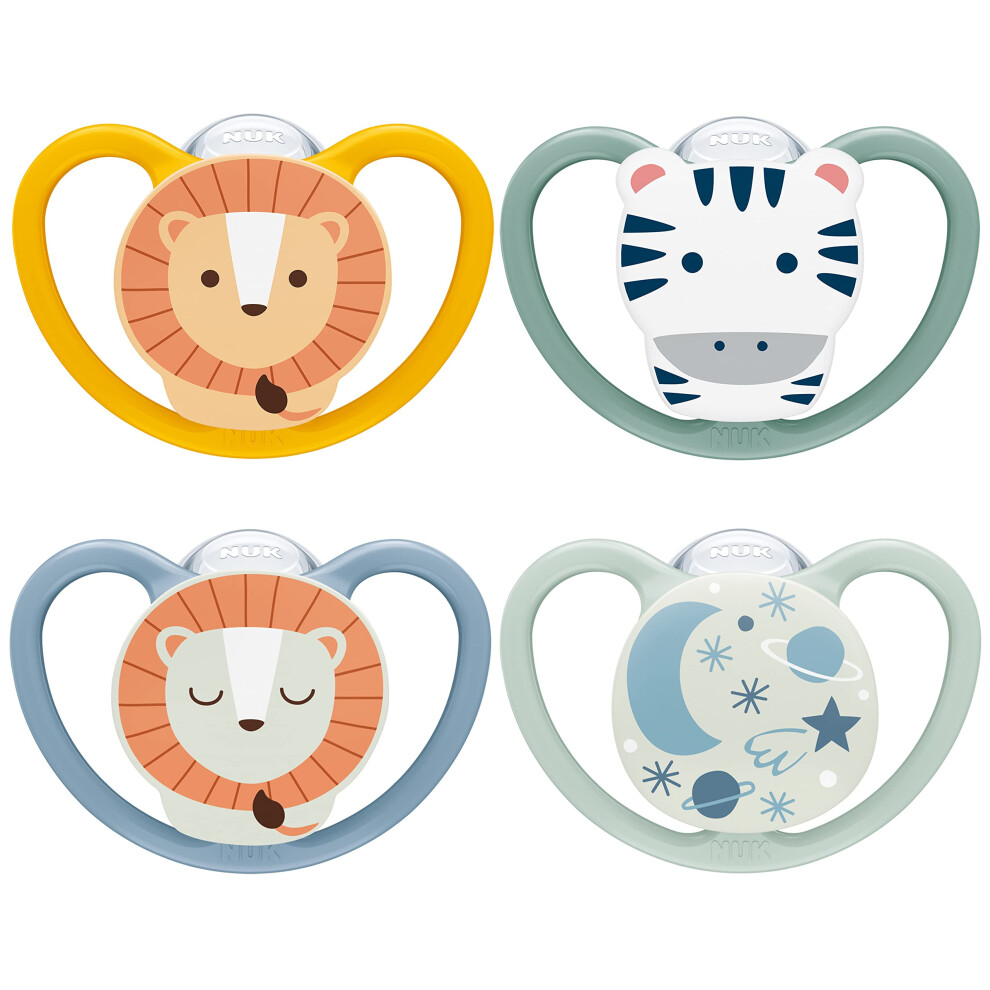Photos - Bottle Teat / Pacifier NUK Space Day & Night Baby Dummy | 18-36 Months | Glow-in-the-Dark Soothers with Extra Ventilation for Sensitive Skin | BPA