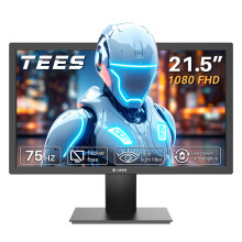 Tees 21.5 inch FHD Monitor, 75Hz 5ms NTSC 72% Desktop Display, Business ComputerMonitor HDMI VGA Free Flicker Blue Light Filter, Screen for PC Home