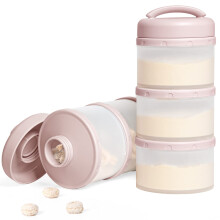 Termichy Baby Milk Powder Dispenser Pots Stackable Baby Formula Container, 2 Pack (Light Pink)