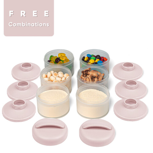 Termichy Baby Milk Powder Dispenser Pots Stackable Baby Formula Container, 2 Pack (Light Pink) 2