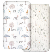 2 Pack Cot Sheets 100% Microfiber- Breathable, 120 x 60cm Cozy and Lightweight Cot Fitted Sheets, Oeko-tex100, Fits All Bassinet Mattress Shapes,