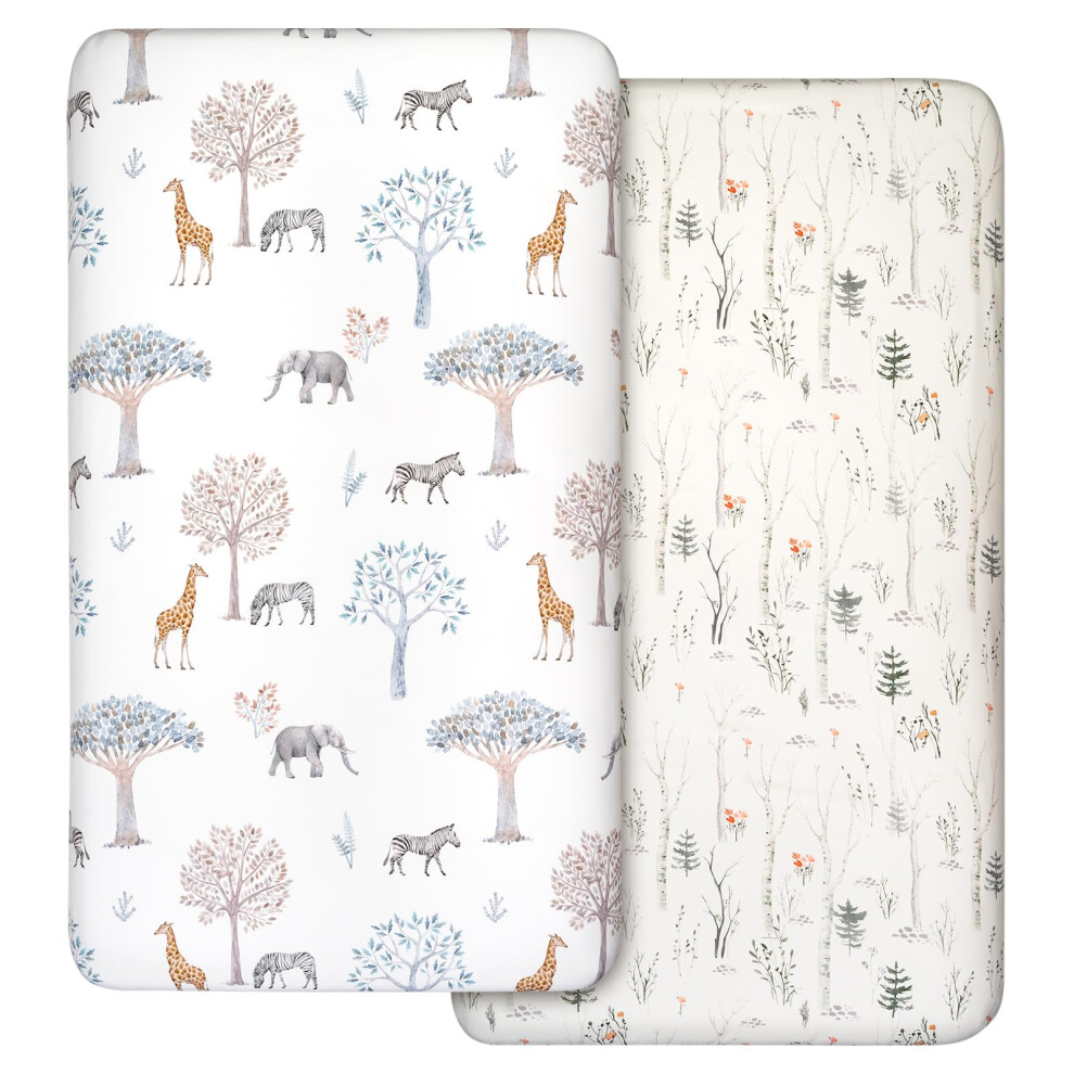 Gllquen Baby 2 Pack Cot Sheets 100% Microfiber- Breathable, 120 X 60Cm Cozy And Lightweight Cot Fitted Sheets, Oeko-Tex100, Fits All Bassinet Mattress Shapes,